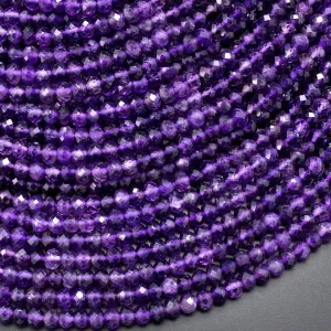 AAA Faceted Natural Purple Amethyst 4mm 5mm Rondelle Beads 15.5" Strand