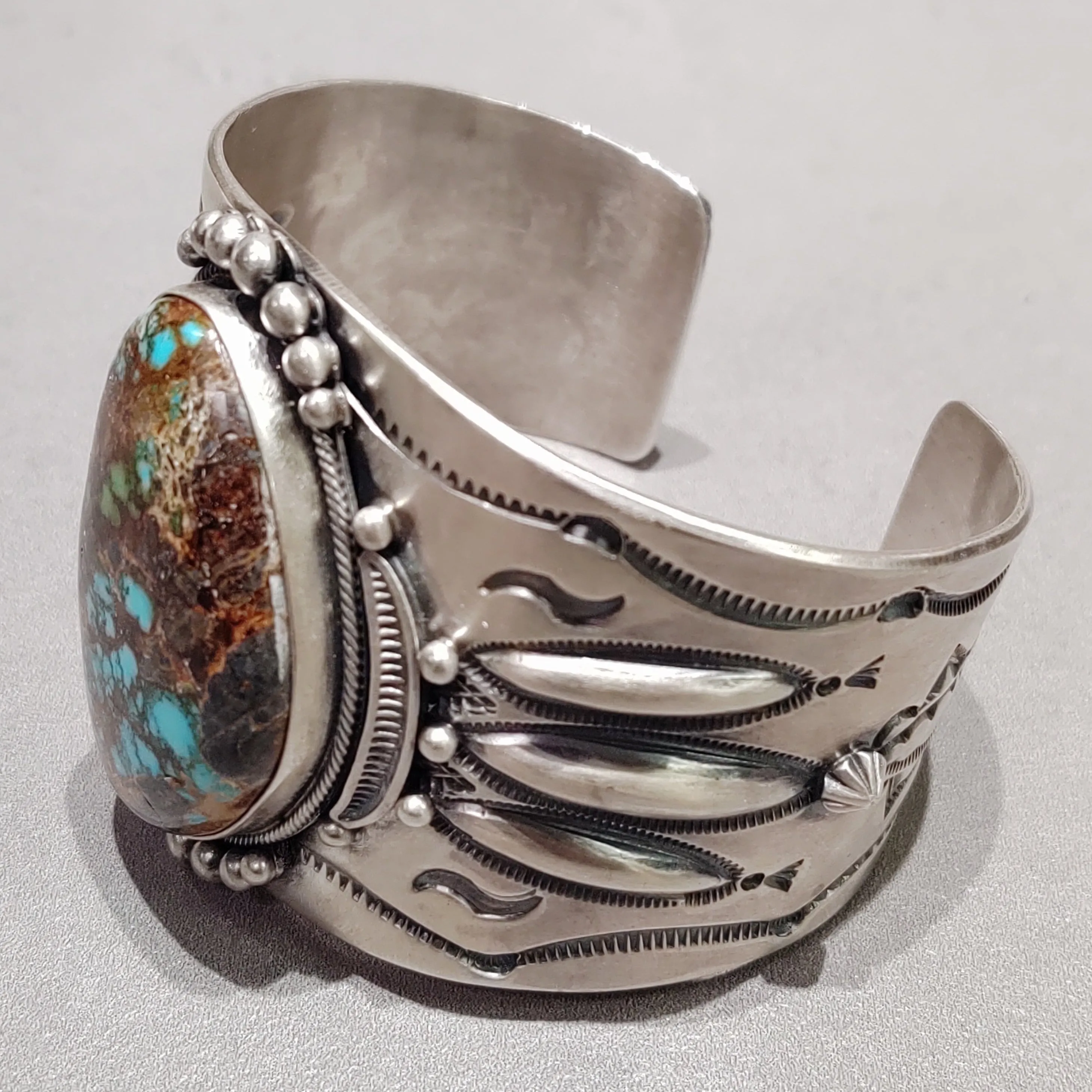 Aaron Toadlena Navajo Sterling Silver Turquoise Cuff - Handmade Native American