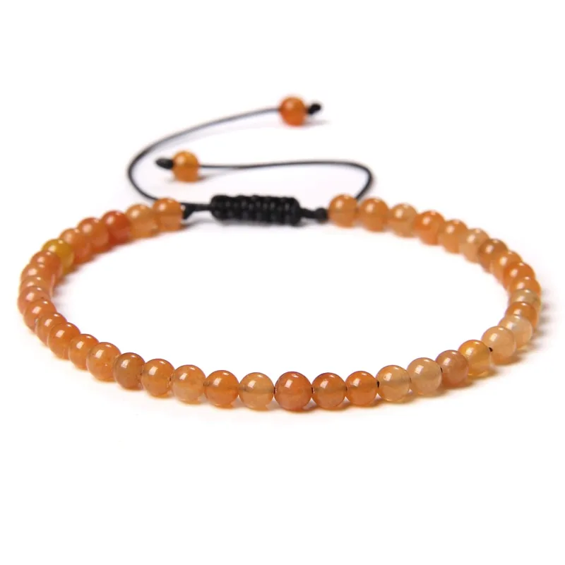 Adjustable 4MM Stone Beads Bracelet For Women Natural Agates Bangles Onyx Lapis Lazuli Woven Bracelet Gift Jewelry