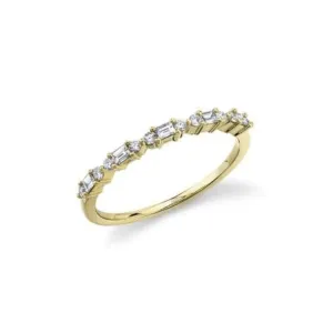 Alternating Double Round & Baguette Ring