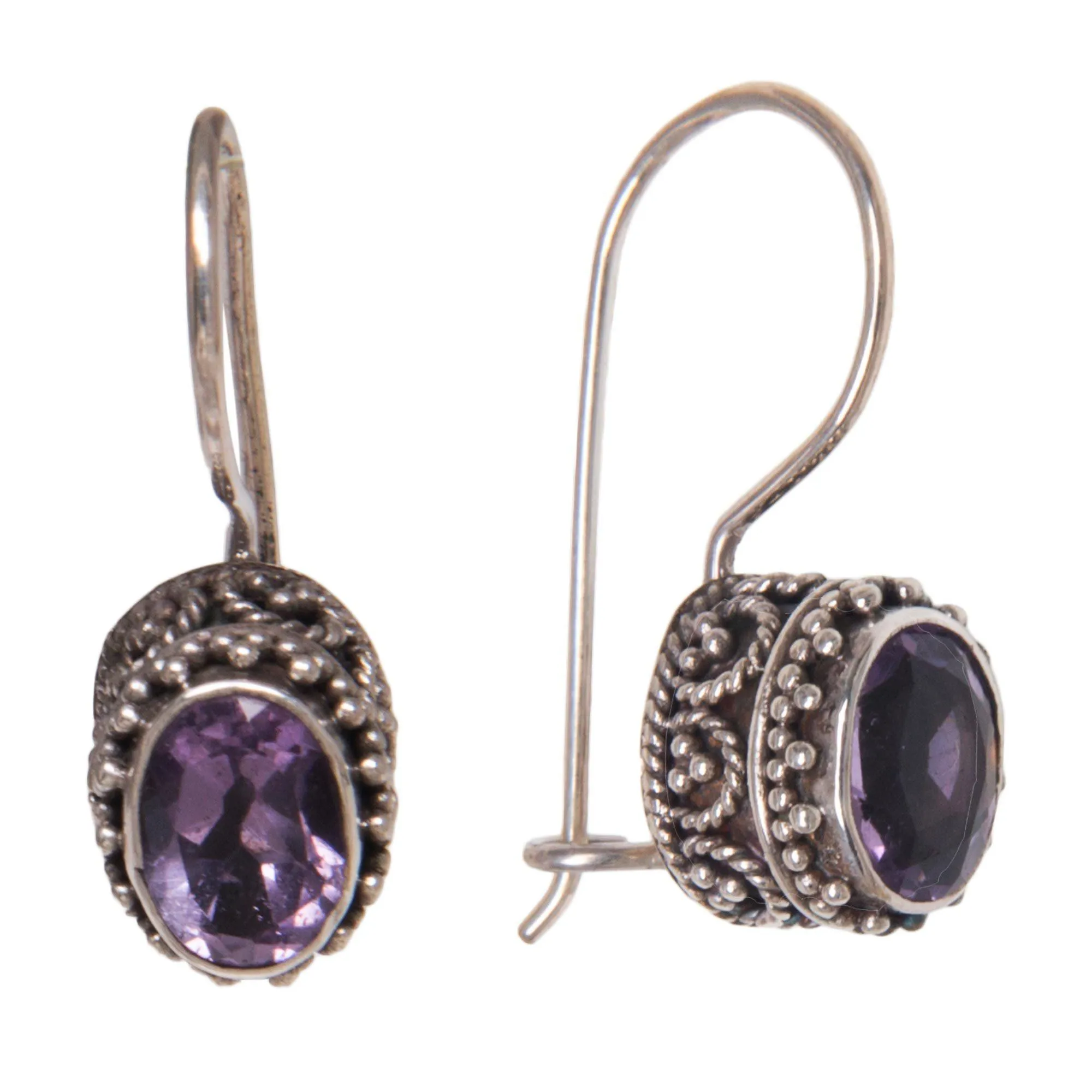 Amethyst & Sterling Silver Drop Earrings