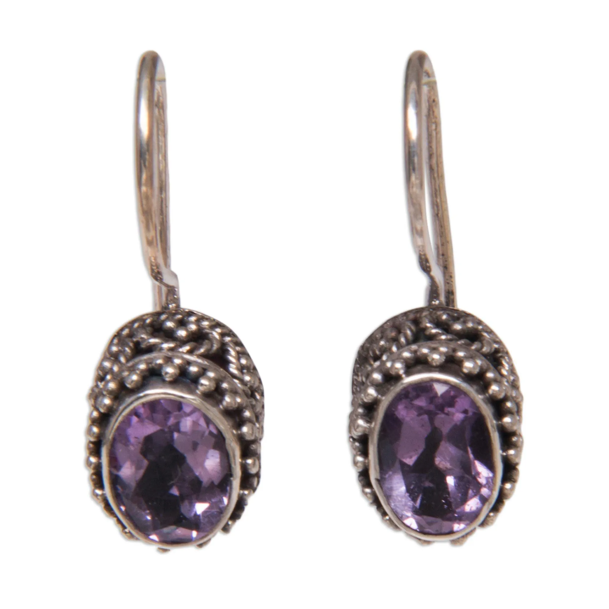 Amethyst & Sterling Silver Drop Earrings