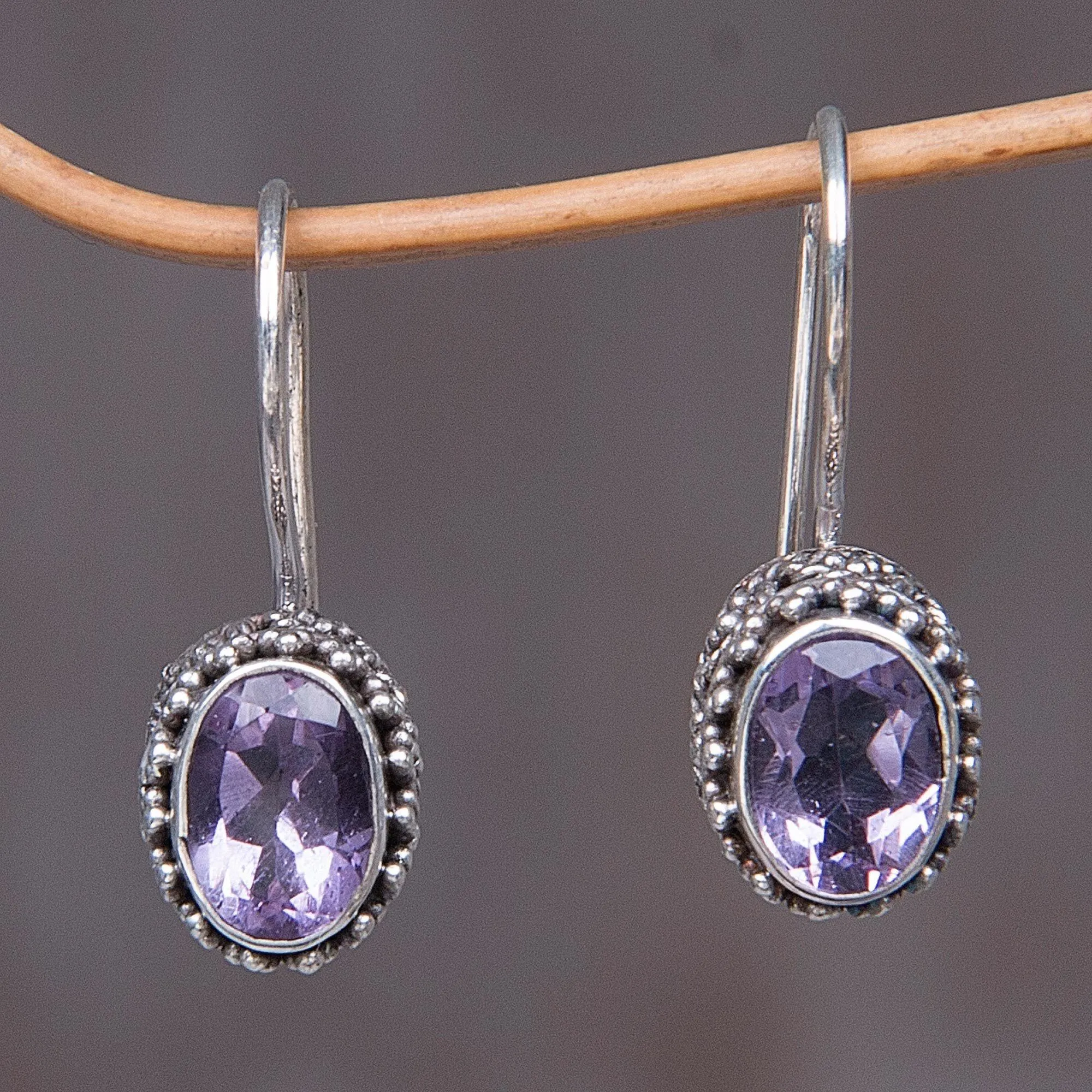 Amethyst & Sterling Silver Drop Earrings