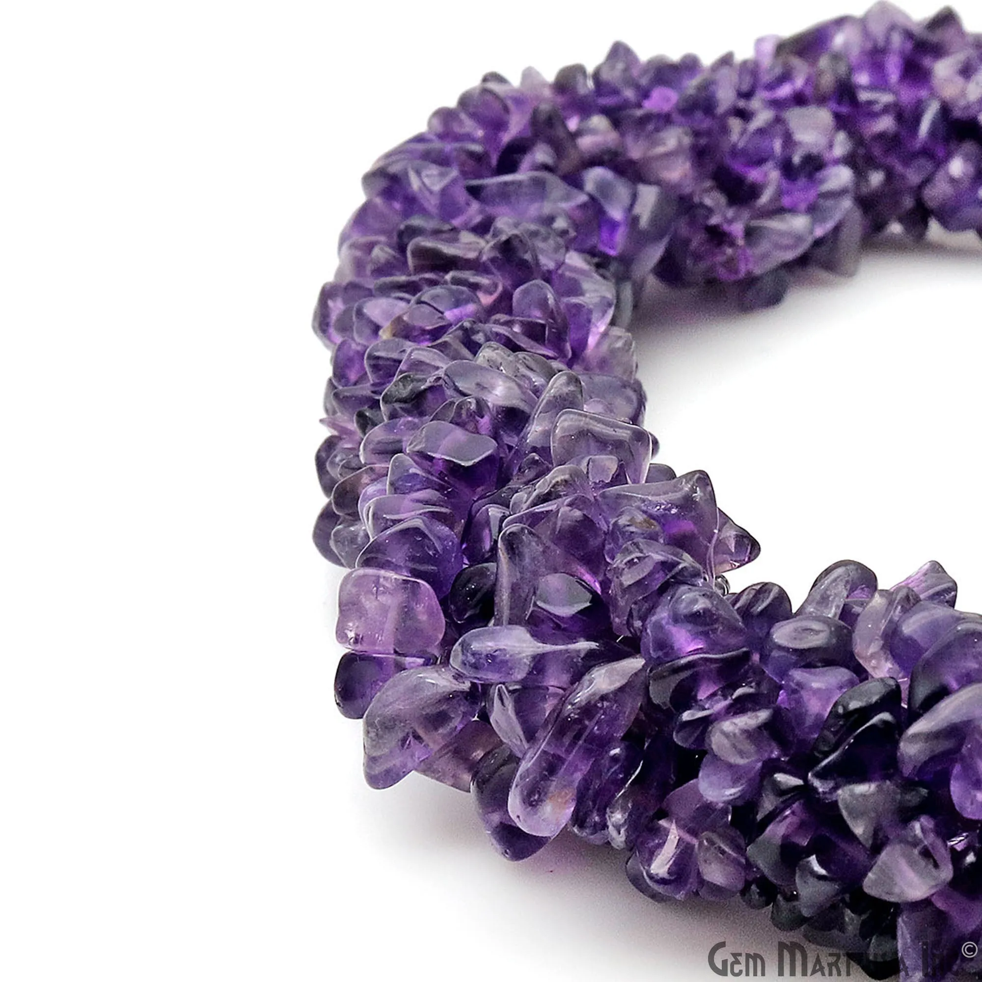 Amethyst Chip Beads, 34 Inch, Natural Chip Strands, Drilled Strung Nugget Beads, 3-7mm, Polished, GemMartUSA (CHAA-70001)