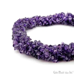 Amethyst Chip Beads, 34 Inch, Natural Chip Strands, Drilled Strung Nugget Beads, 3-7mm, Polished, GemMartUSA (CHAA-70001)