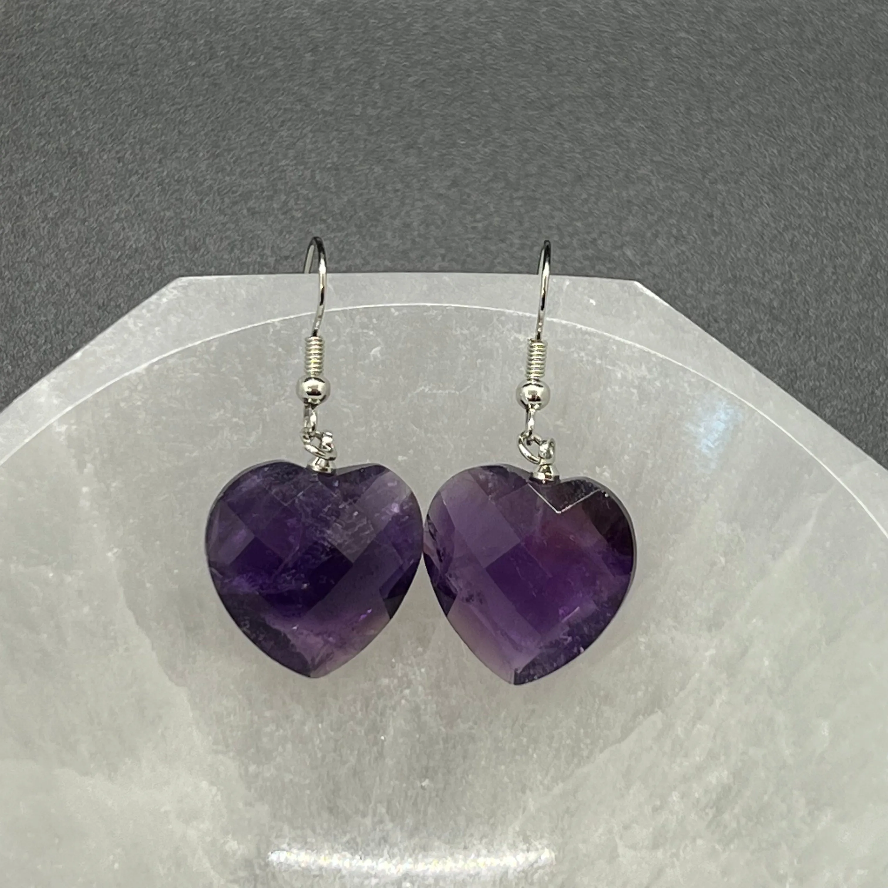 Amethyst Dreamy Heart Earrings