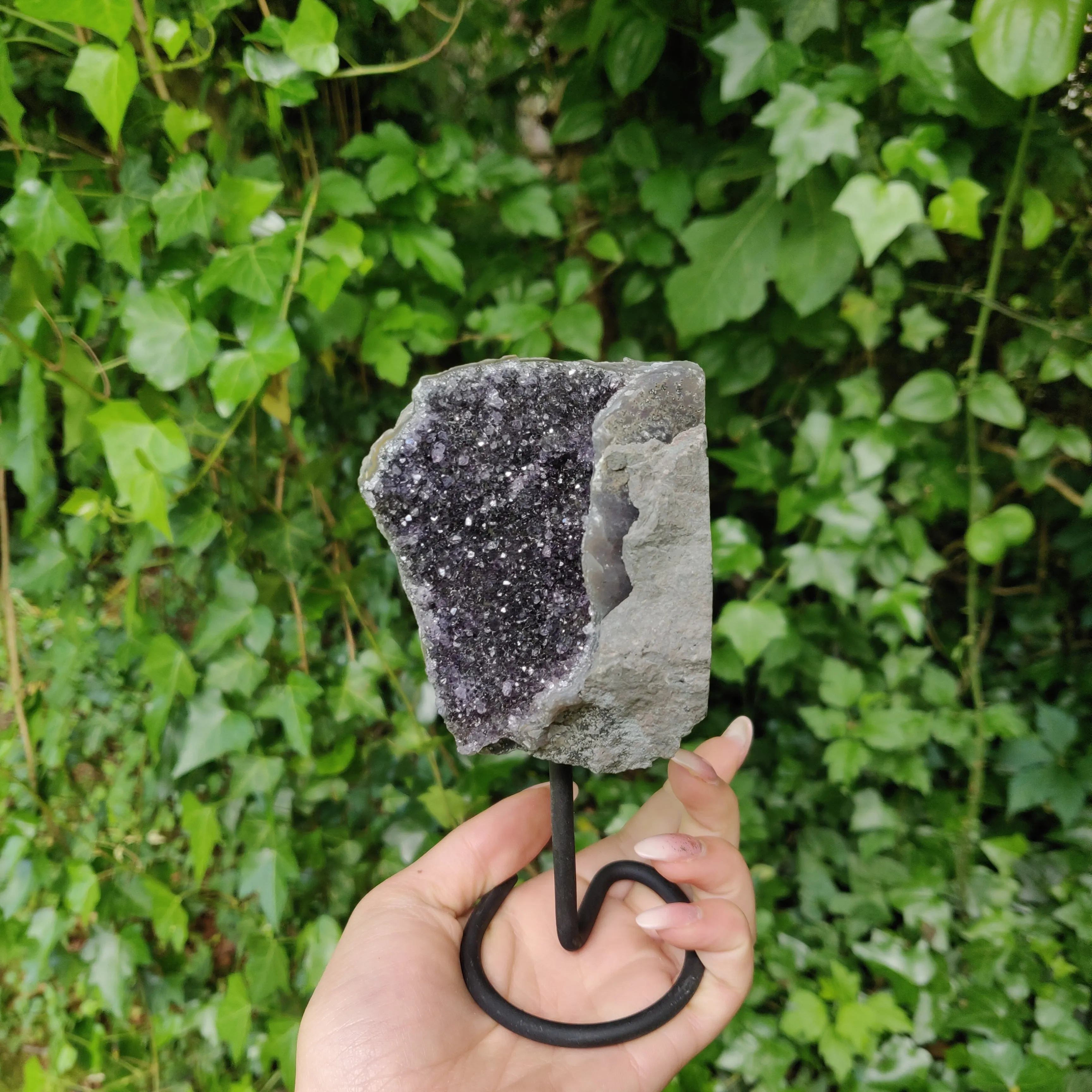 Amethyst Druzy Free Form on Metal Stand (#3)