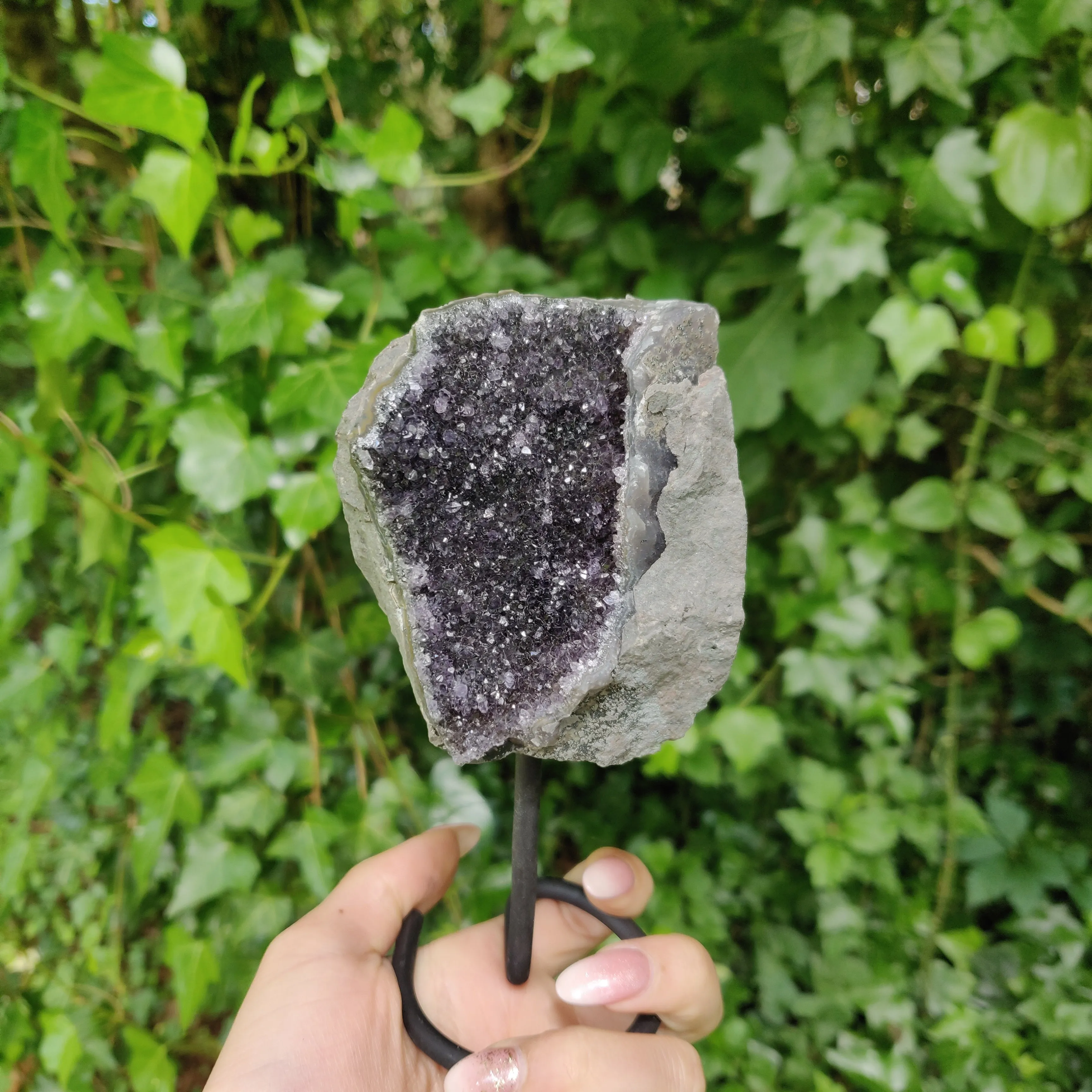 Amethyst Druzy Free Form on Metal Stand (#3)