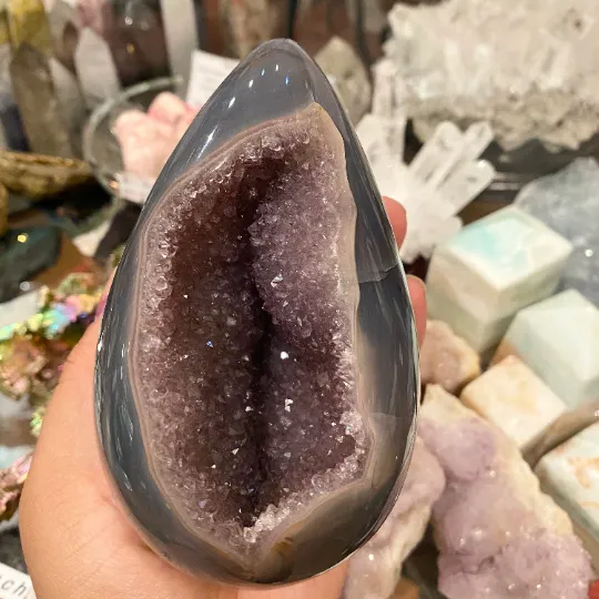 Amethyst Geode Cluster Egg, Egg Shaped Polished, Purple Amethyst Geode Carving, Home Decor, Crystals, 1.2 lb Amethyst Carvings