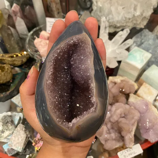 Amethyst Geode Cluster Egg, Egg Shaped Polished, Purple Amethyst Geode Carving, Home Decor, Crystals, 1.2 lb Amethyst Carvings