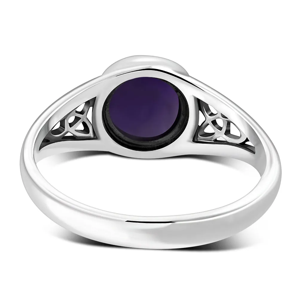 Amethyst Stone Trinity Knot Silver Ring