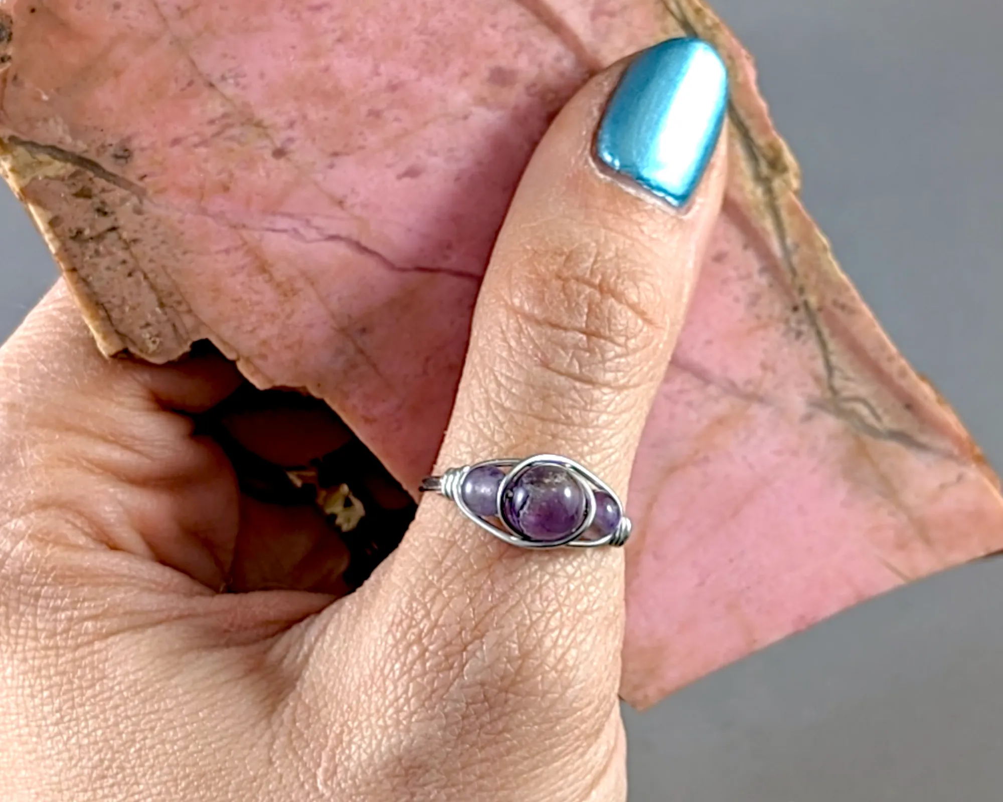 Amethyst Wire Wrapped Ring 1pc (Custom Sizes)