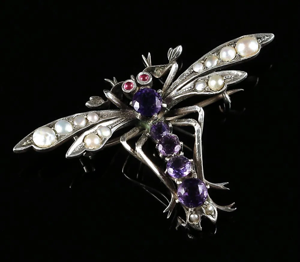 Antique Victorian Dragonfly Brooch Circa 1900