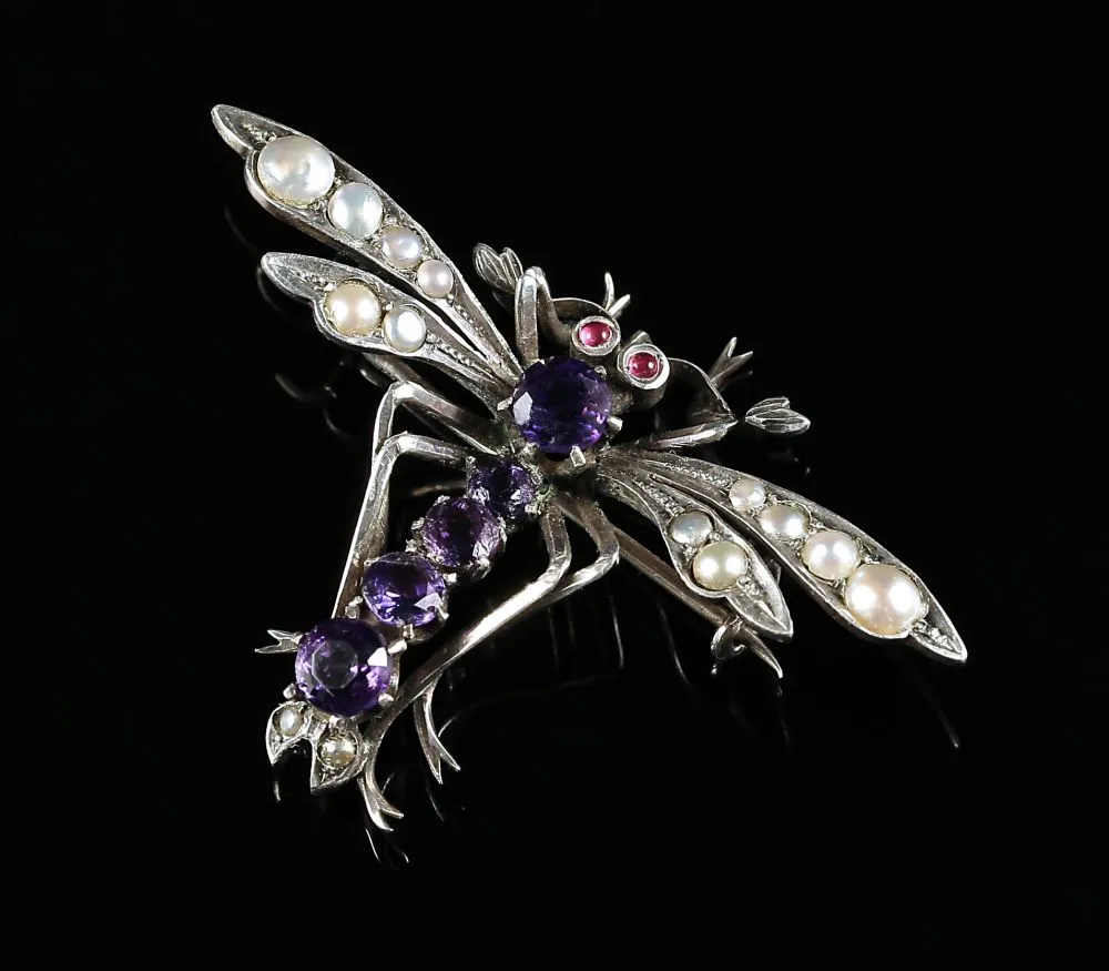 Antique Victorian Dragonfly Brooch Circa 1900