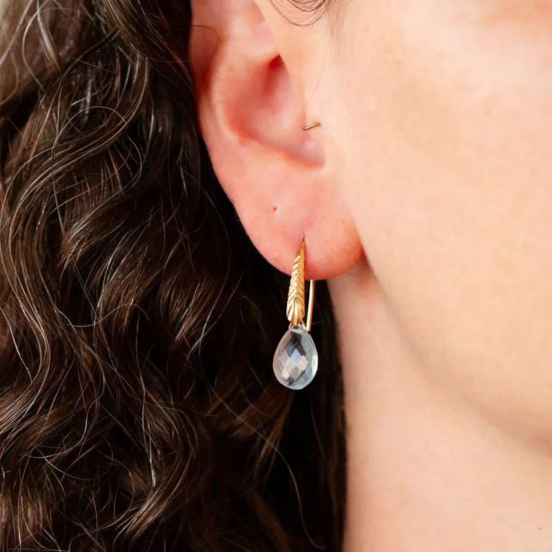 Aquamarine Herringbone Gemstone Drop Earrings in Vermeil