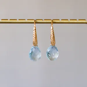 Aquamarine Herringbone Gemstone Drop Earrings in Vermeil