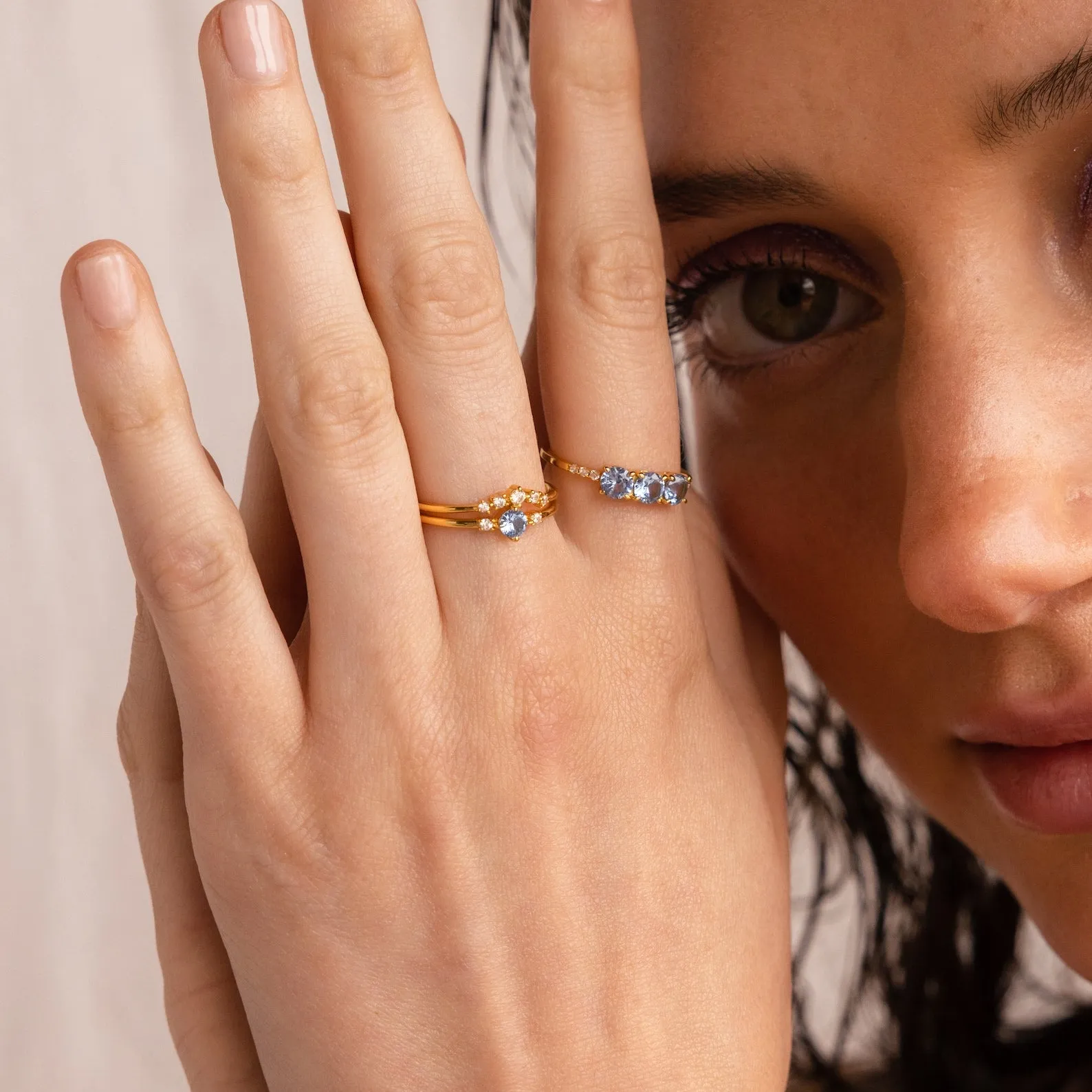 Aquamarine Stacking Ring Set