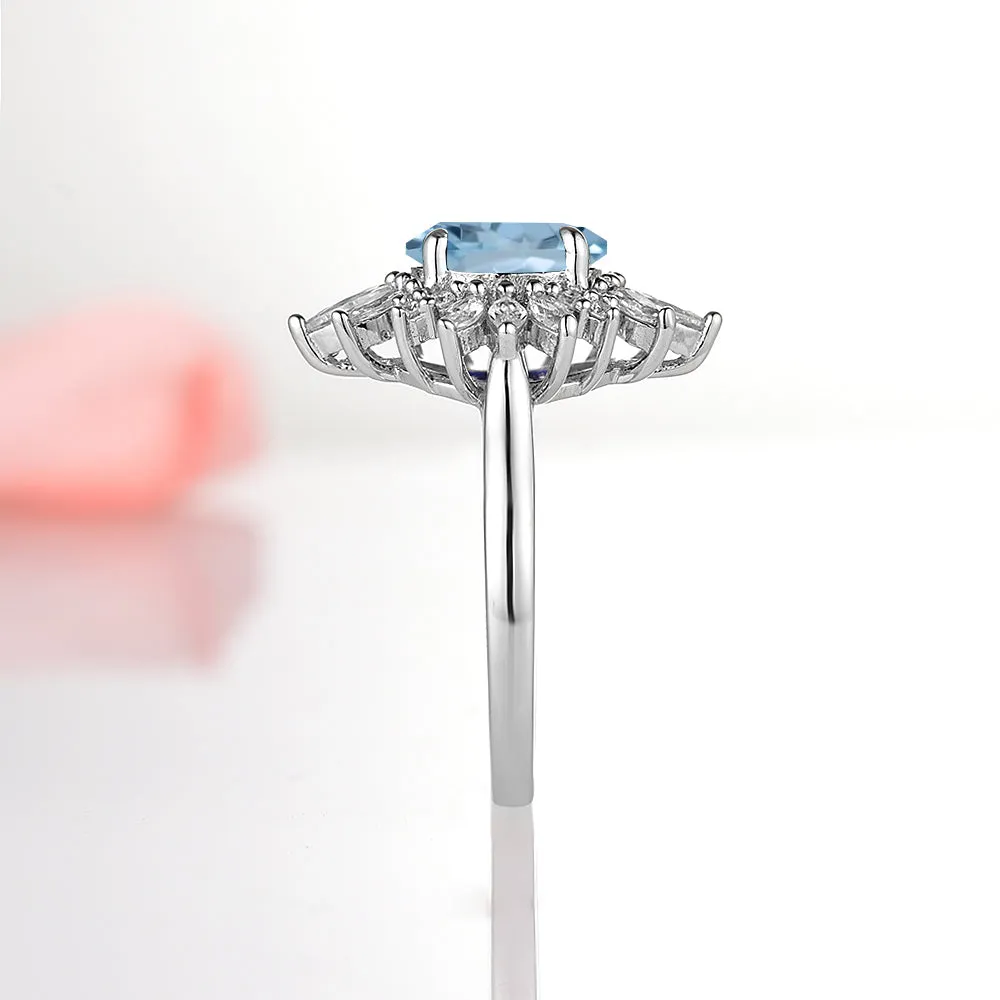 Aurora Aquamarine Ring- Sterling Silver