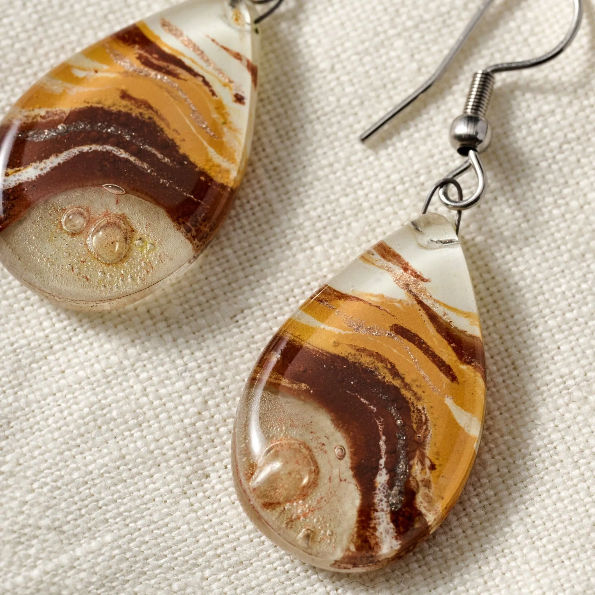 Aylen Fused Glass Teardrop Earrings