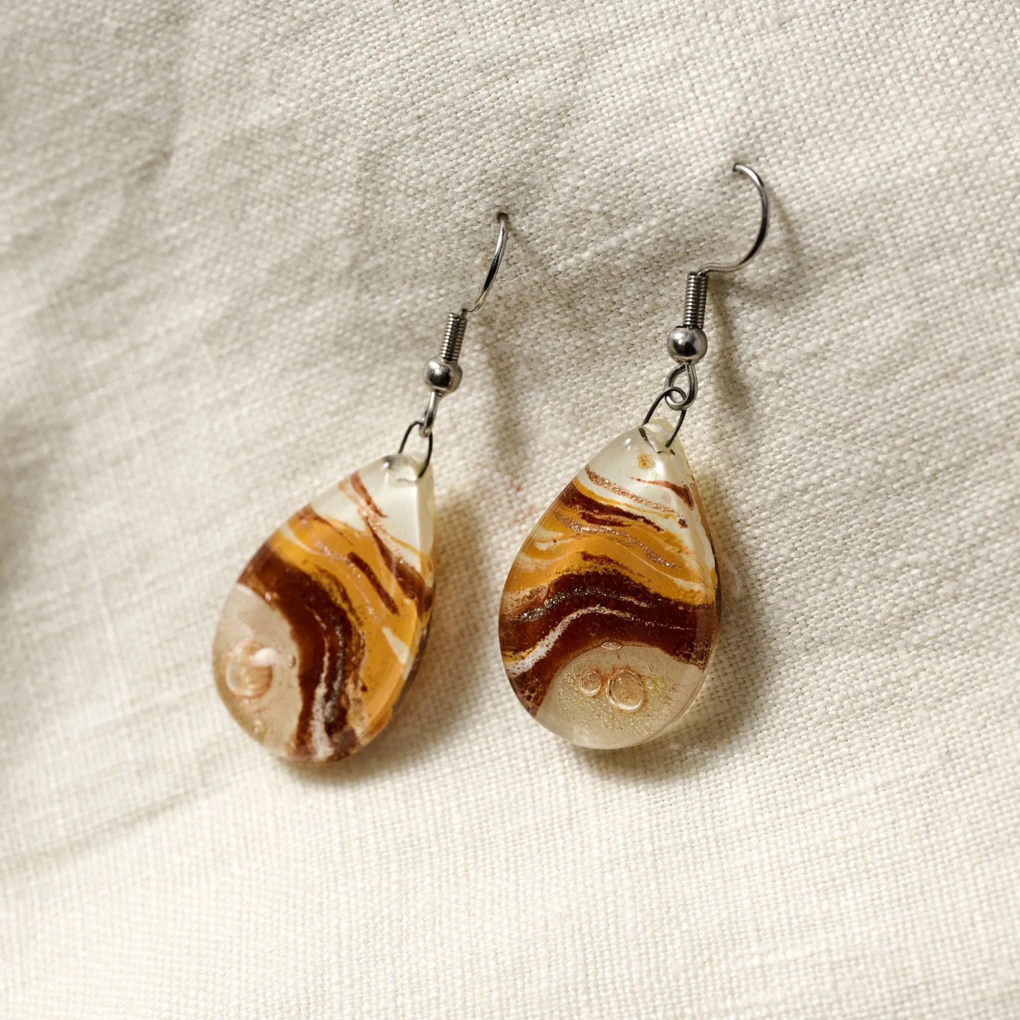 Aylen Fused Glass Teardrop Earrings