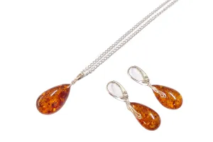 Baltic Amber Gemstone Earrings & Pendant Set