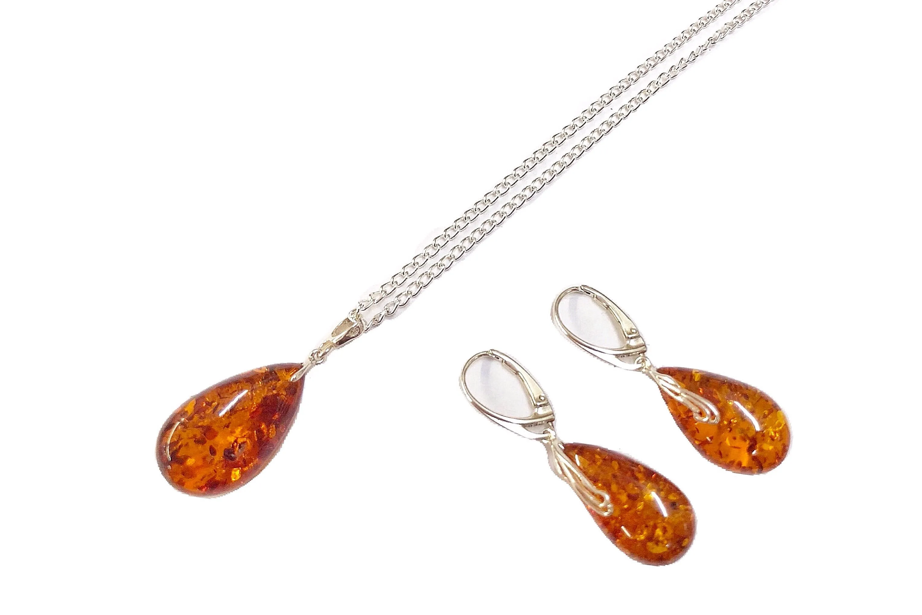 Baltic Amber Gemstone Earrings & Pendant Set