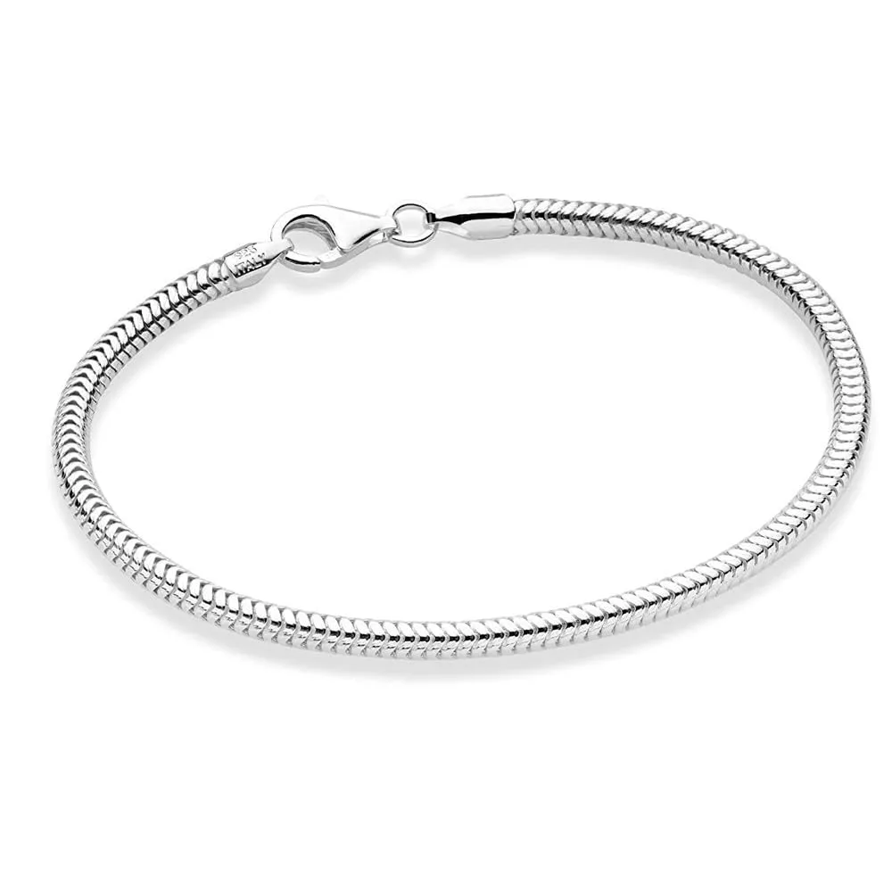 Beautiful Italian 2.3mm Snake Chain Bracelet | 925 Sterling Silver for Men & Women