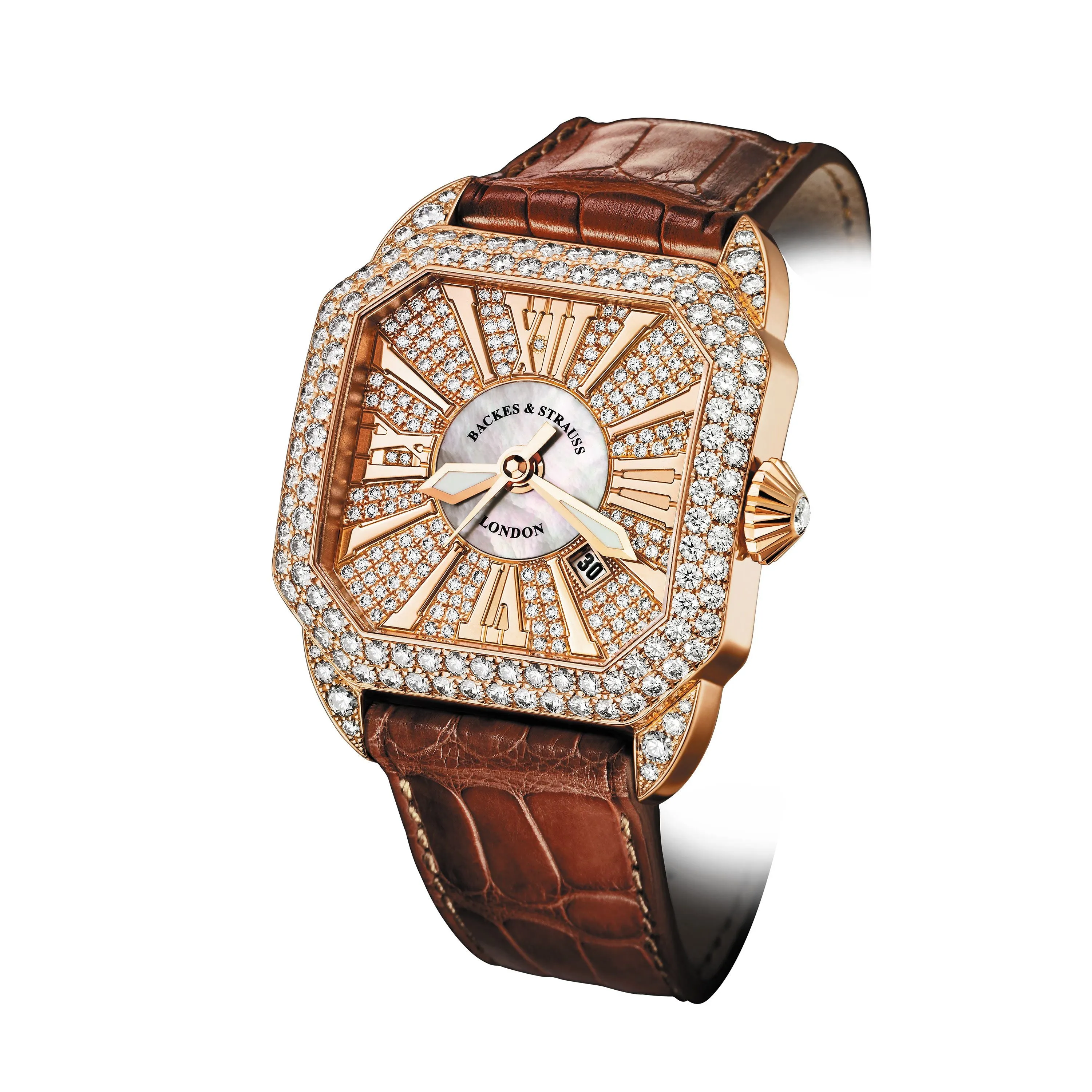 Berkeley 37 Luxury Diamond Watch for Women - 37 mm Rose Gold - Backes & Strauss