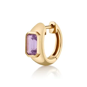 Bezel-Amethyst Huggie