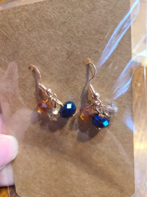 Blue and Amber Waterfall Earrings