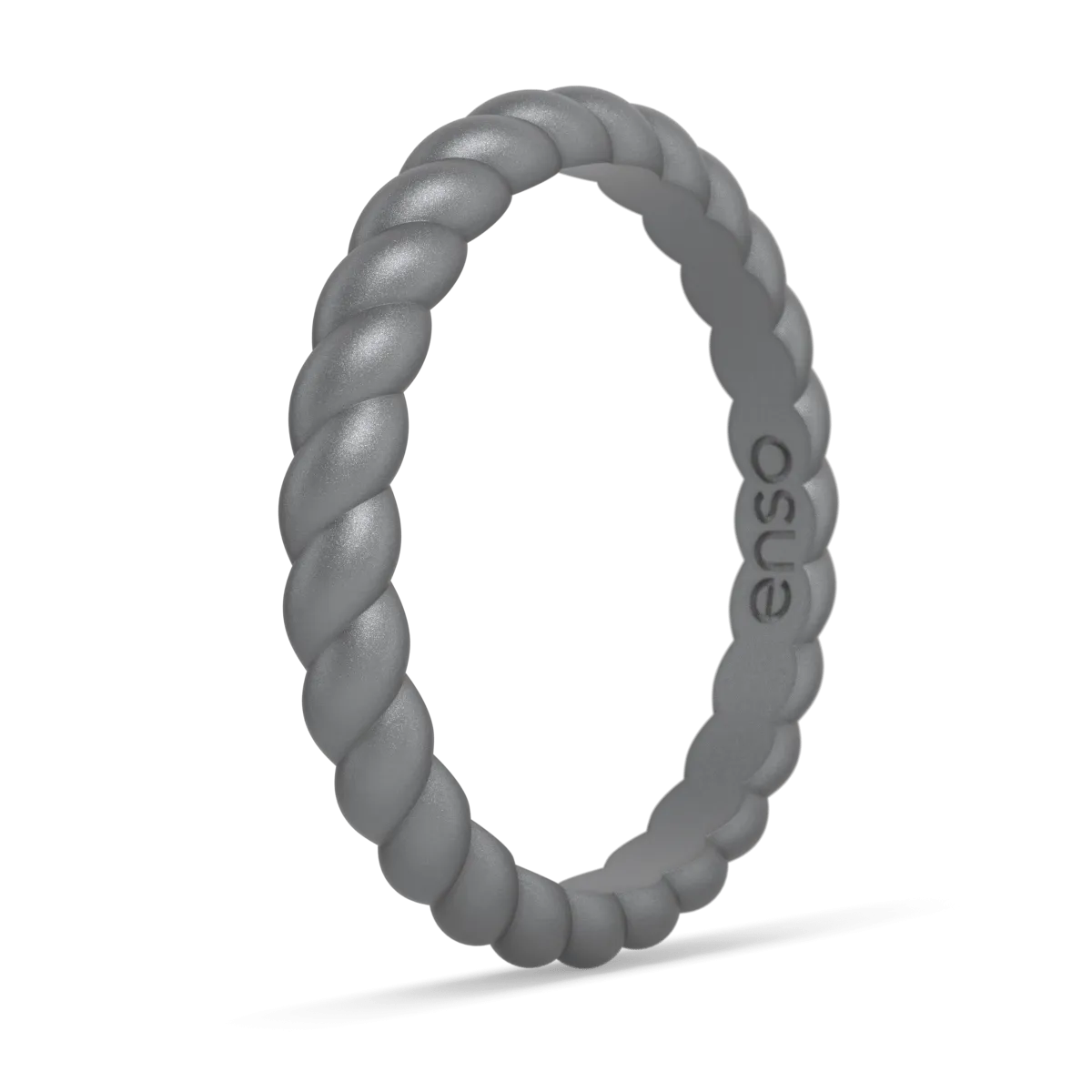 Braided Stackable Silicone Ring - Metallic Silver