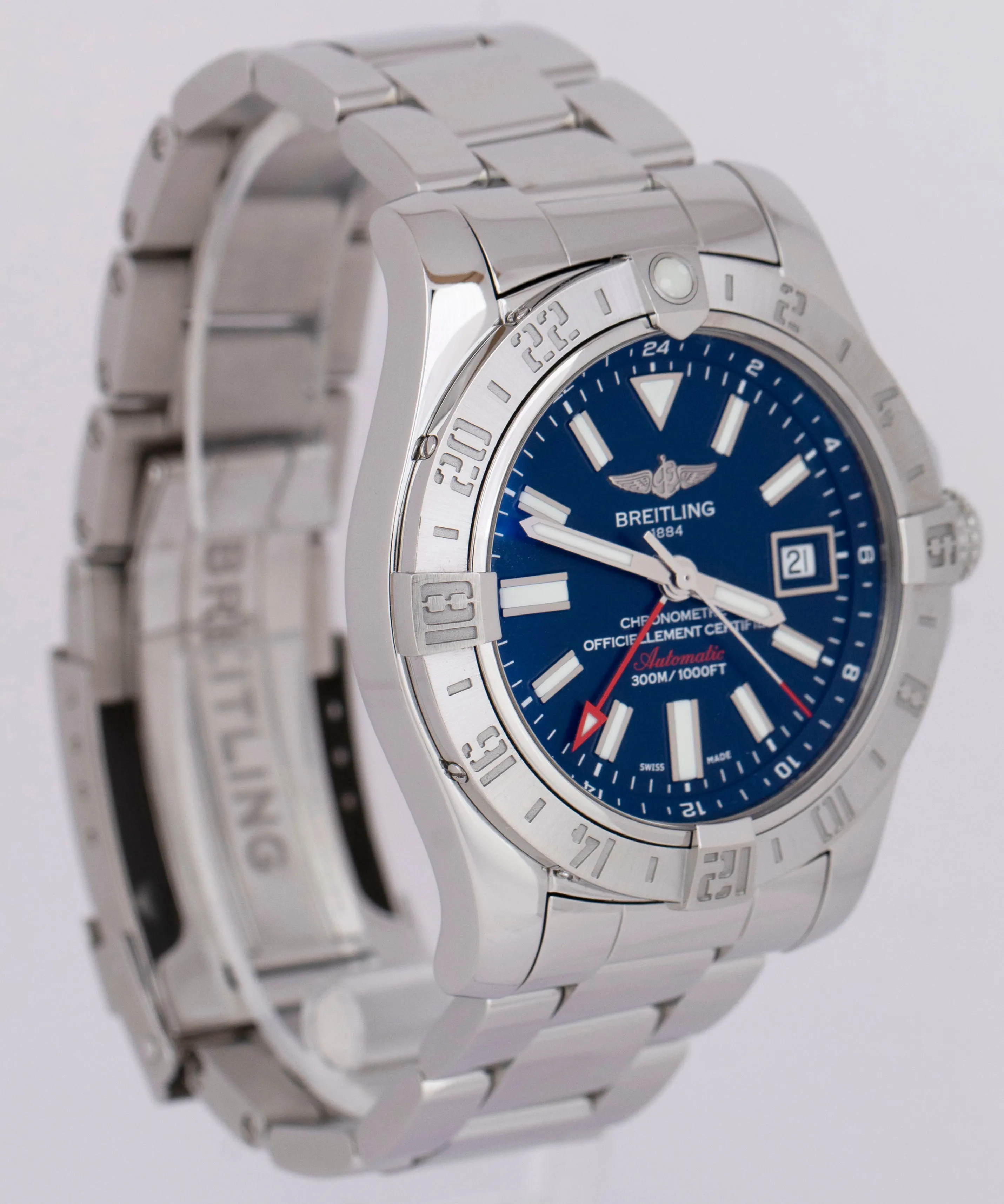 Breitling Avenger II GMT Stainless Steel 43mm Blue Date Automatic Watch A32390