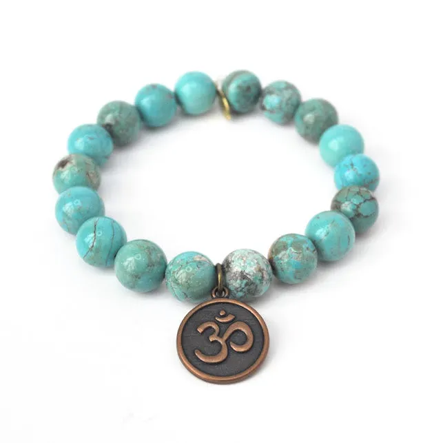 Bright Blue Turquoise Bracelet | Om Charm