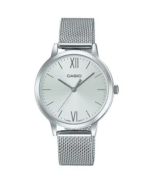 Casio Ladies' Analog Silver Stainless Steel Mesh Band Watch LTPE157M-7A LTP-E157M-7A