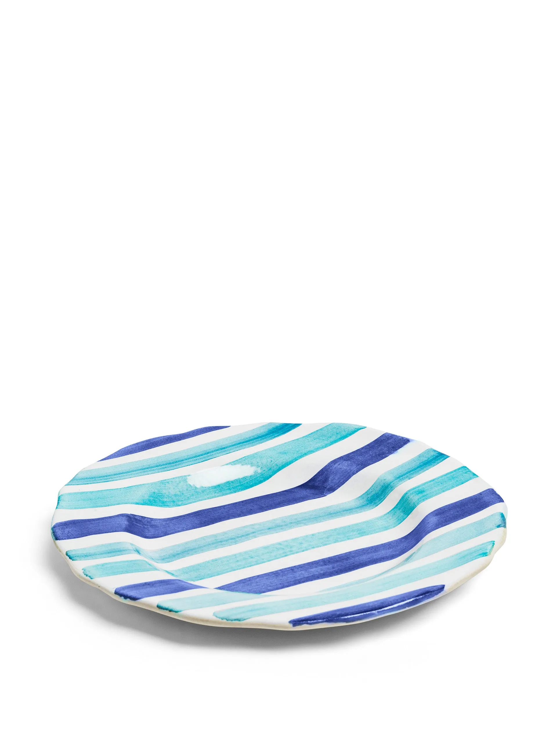 Circus stripe blue dinner plate