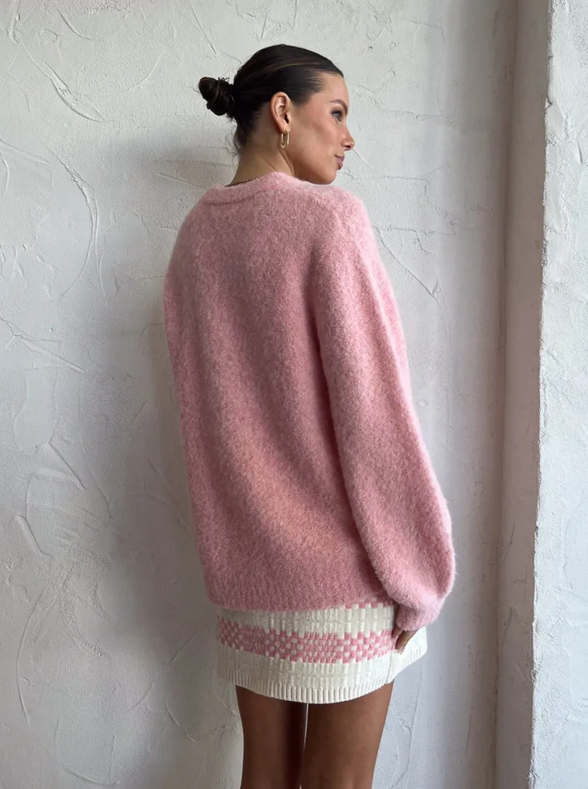 Clea Arlo Boucle Knit in Cloud Pink