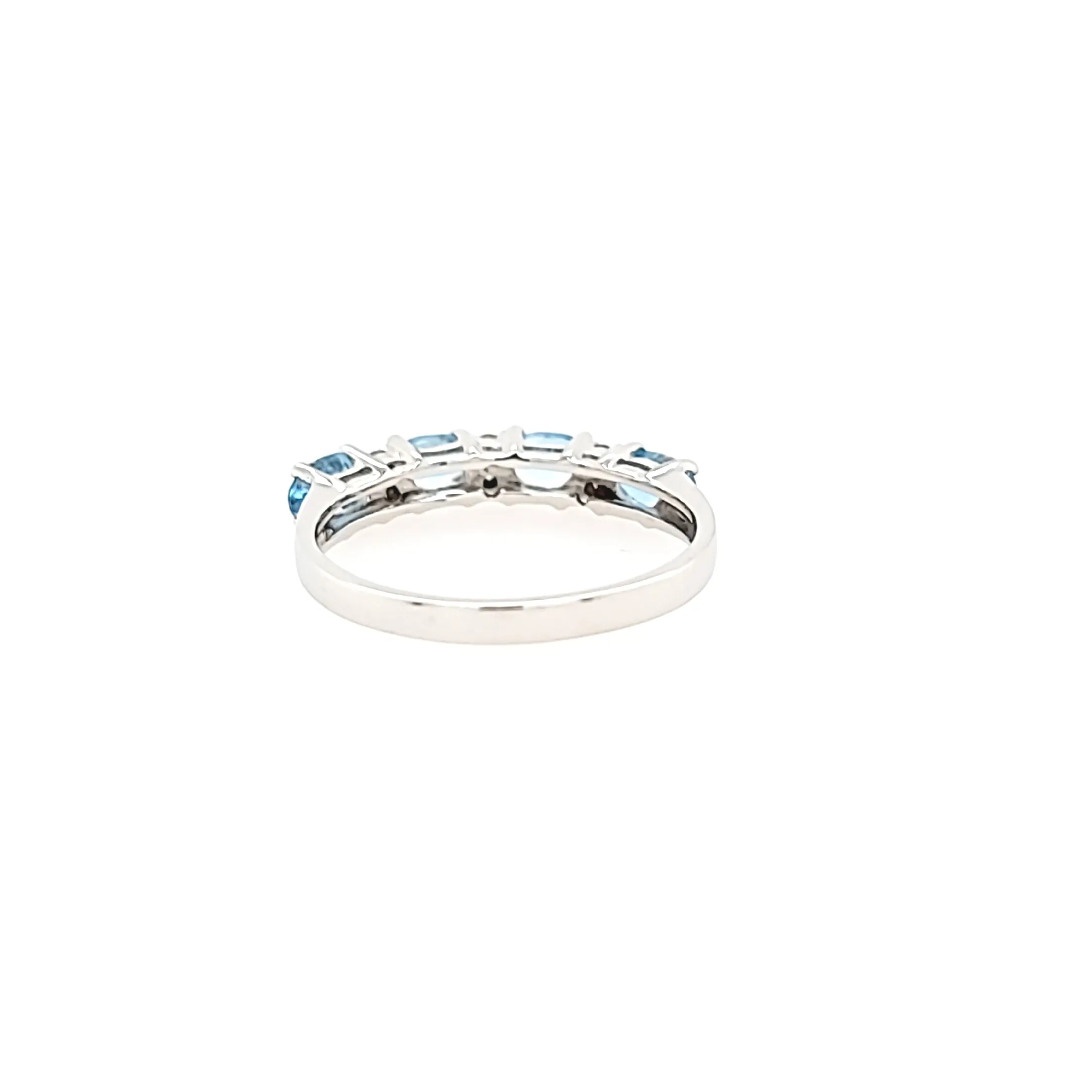 CLEARANCE - 14k White Gold Oval Aquamarine & Diamond Row Ring (I6656)