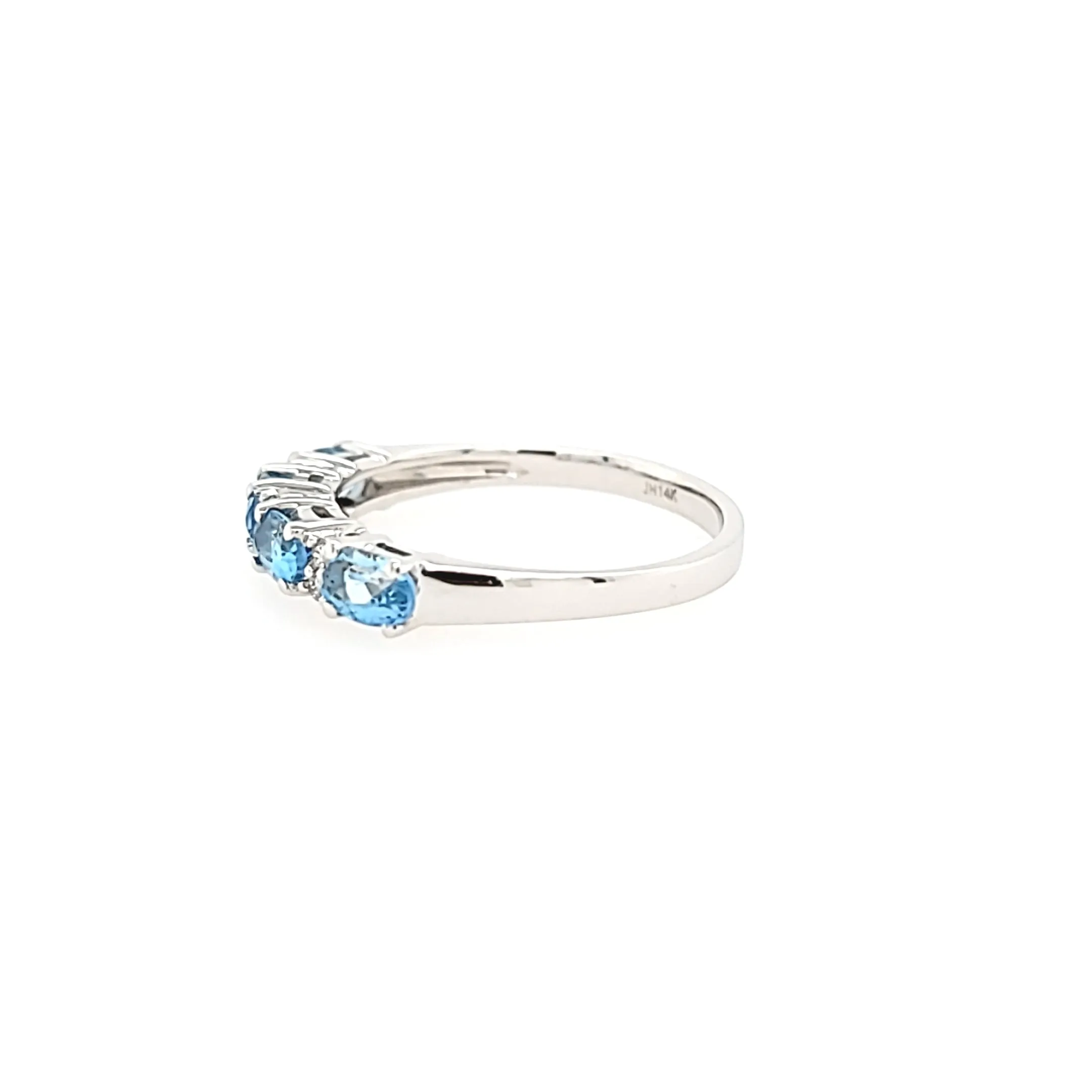 CLEARANCE - 14k White Gold Oval Aquamarine & Diamond Row Ring (I6656)