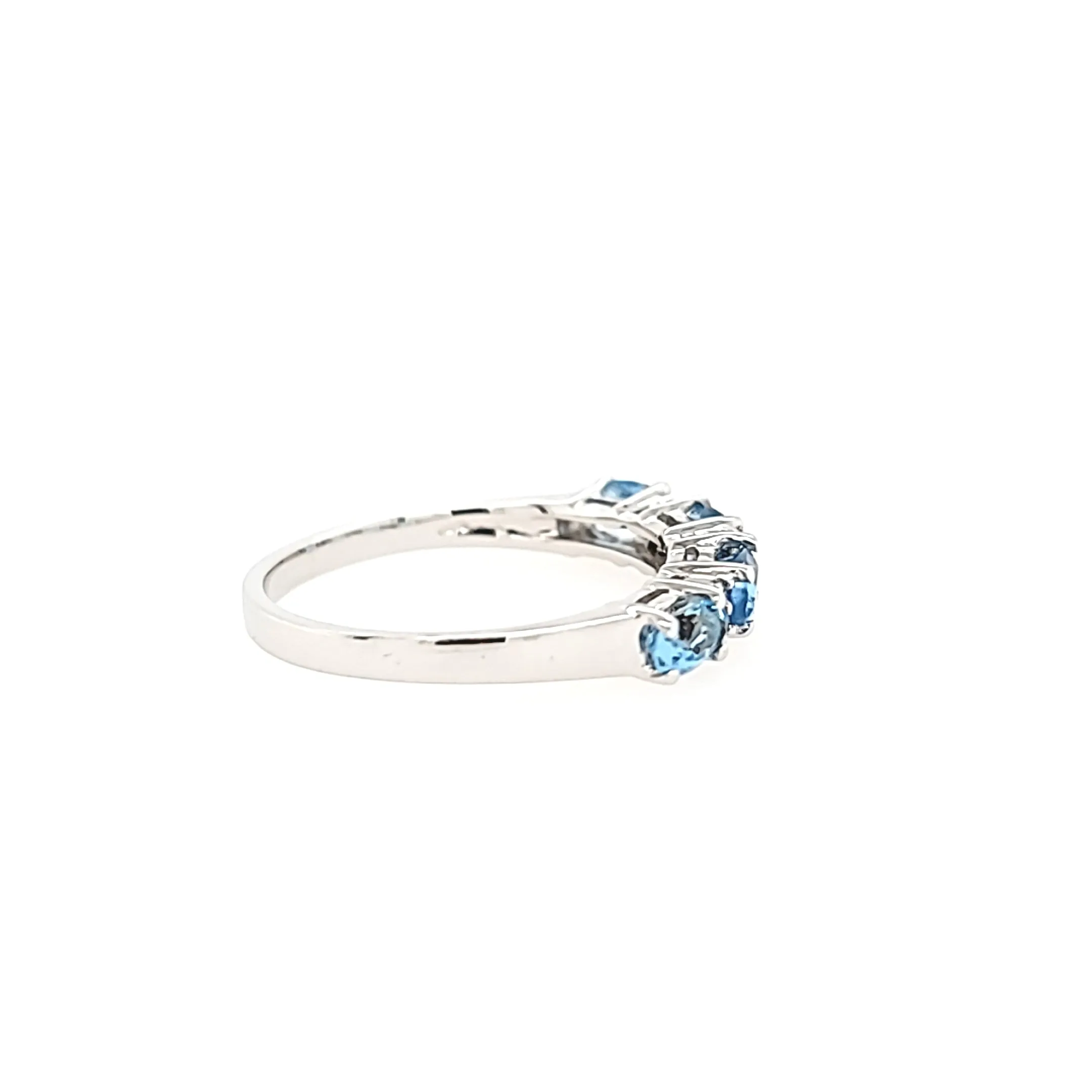 CLEARANCE - 14k White Gold Oval Aquamarine & Diamond Row Ring (I6656)