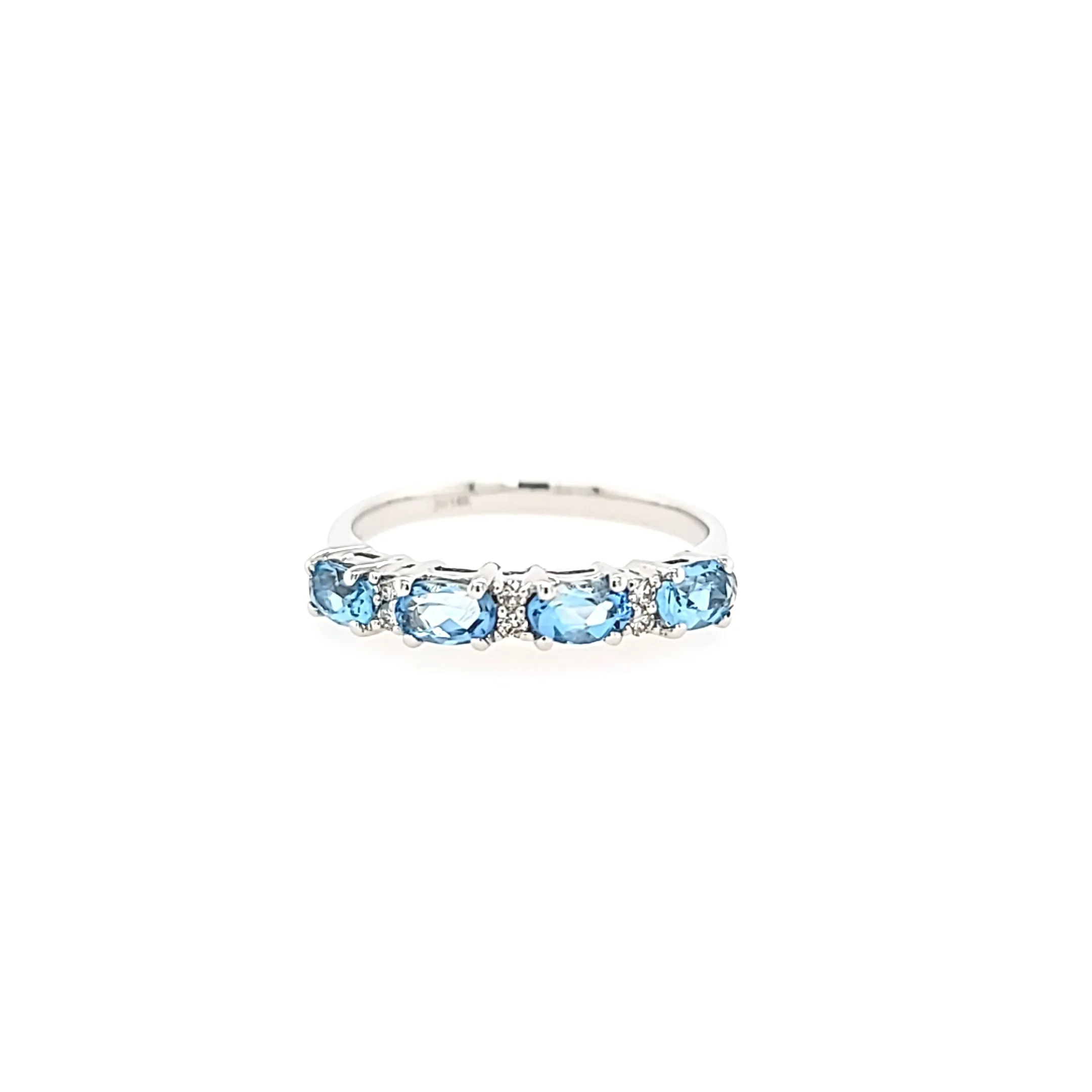 CLEARANCE - 14k White Gold Oval Aquamarine & Diamond Row Ring (I6656)