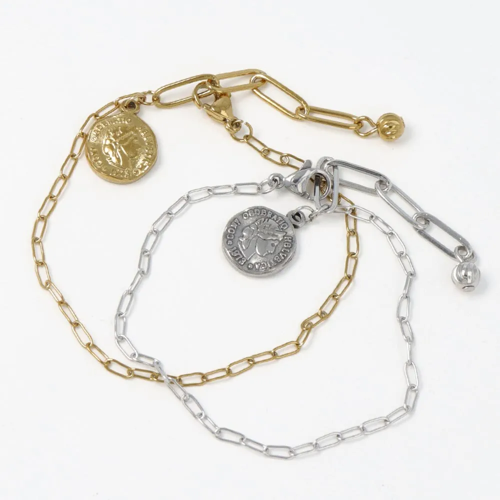 Coin Chain SS Bracelet