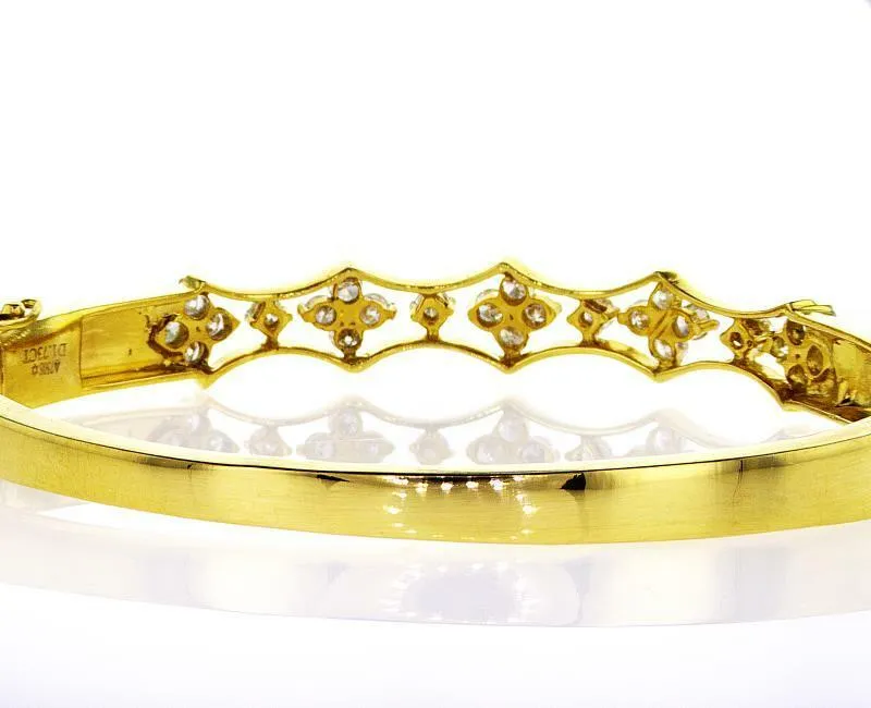 Diamond Bracelet 18K Yellow Gold Natural Round Cut 1.75 CTW Bangle Style