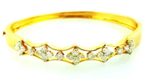 Diamond Bracelet 18K Yellow Gold Natural Round Cut 1.75 CTW Bangle Style