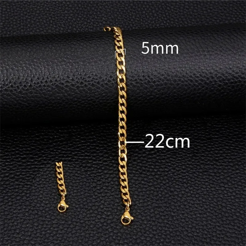 Double Chain Hollow Cross Pendant Stainless Steel Lobster Claw Claw Bracelet Fashion Hip Hop Punk Party Men's Jewelry Gift