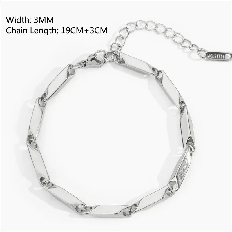 Double Chain Hollow Cross Pendant Stainless Steel Lobster Claw Claw Bracelet Fashion Hip Hop Punk Party Men's Jewelry Gift