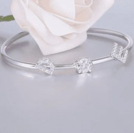 doveggs moissanite  platinum plated silver 1 carat  g-h-i color moissanite bracelet bangle