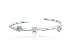 doveggs moissanite  platinum plated silver 1 carat  g-h-i color moissanite bracelet bangle