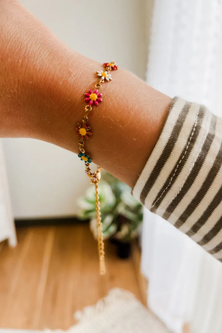 Enamel Flower Bracelet