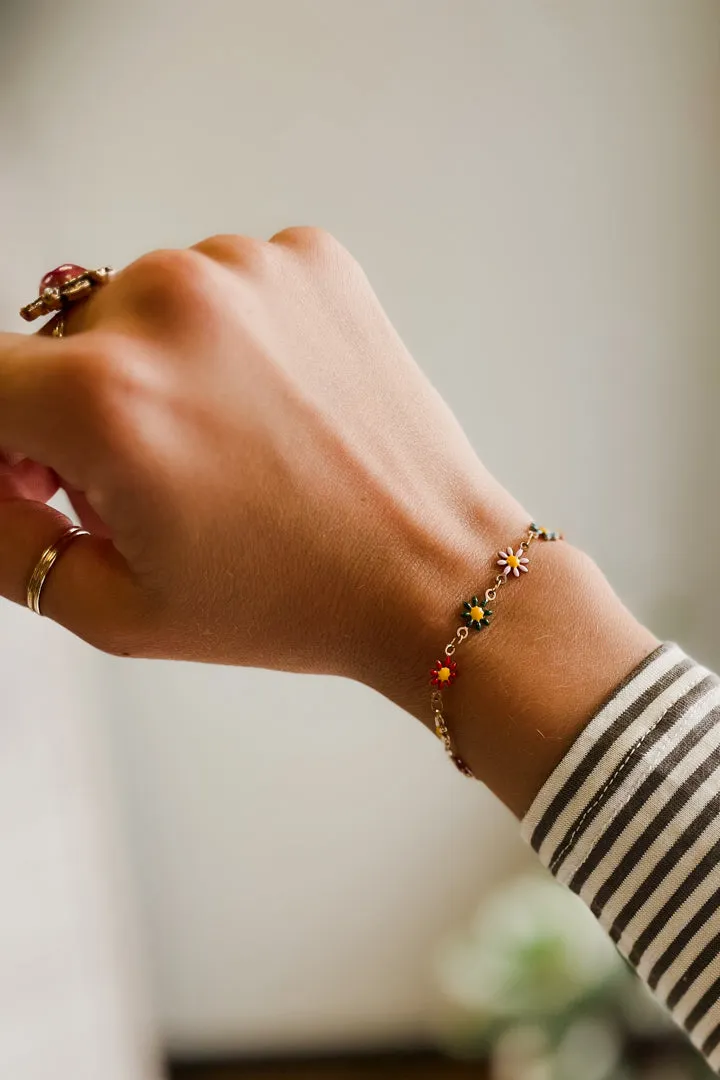 Enamel Flower Bracelet