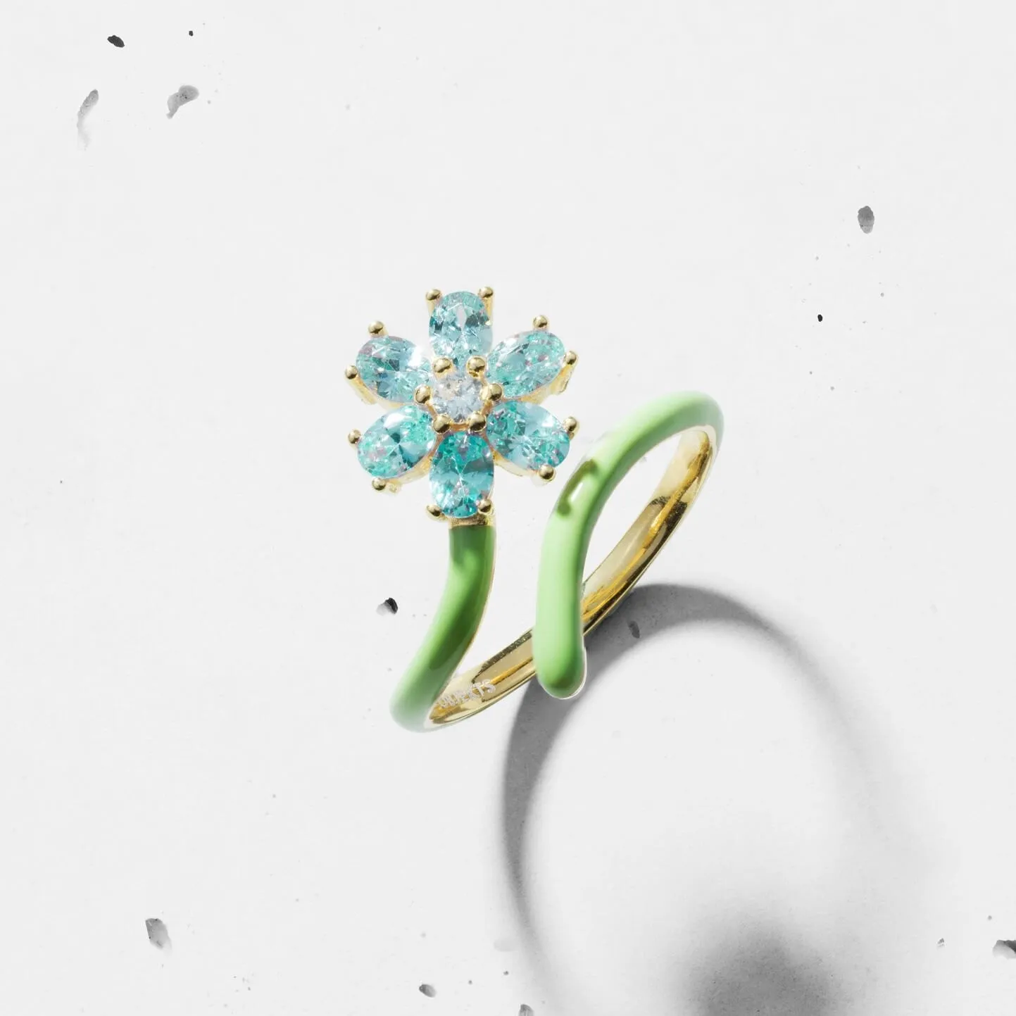 Enamel Flower Open Ring